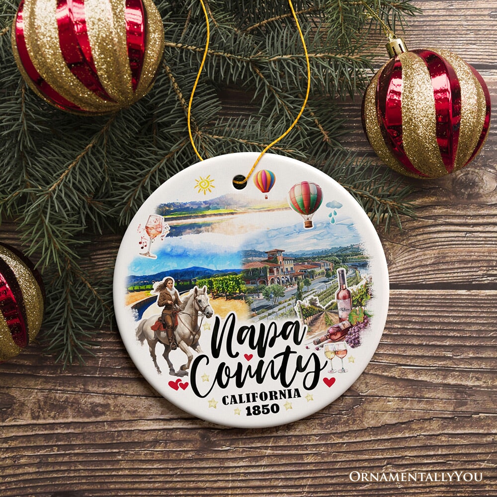 Artistic Scenery Napa County Ceramic Ornament, California Vineyards and Tourist Christmas Souvenir Ceramic Ornament OrnamentallyYou 