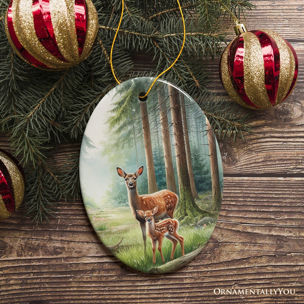 Bambi's Magical Forest Ornament, A Christmas Tribute to Woodland Friends Ceramic Ornament OrnamentallyYou 