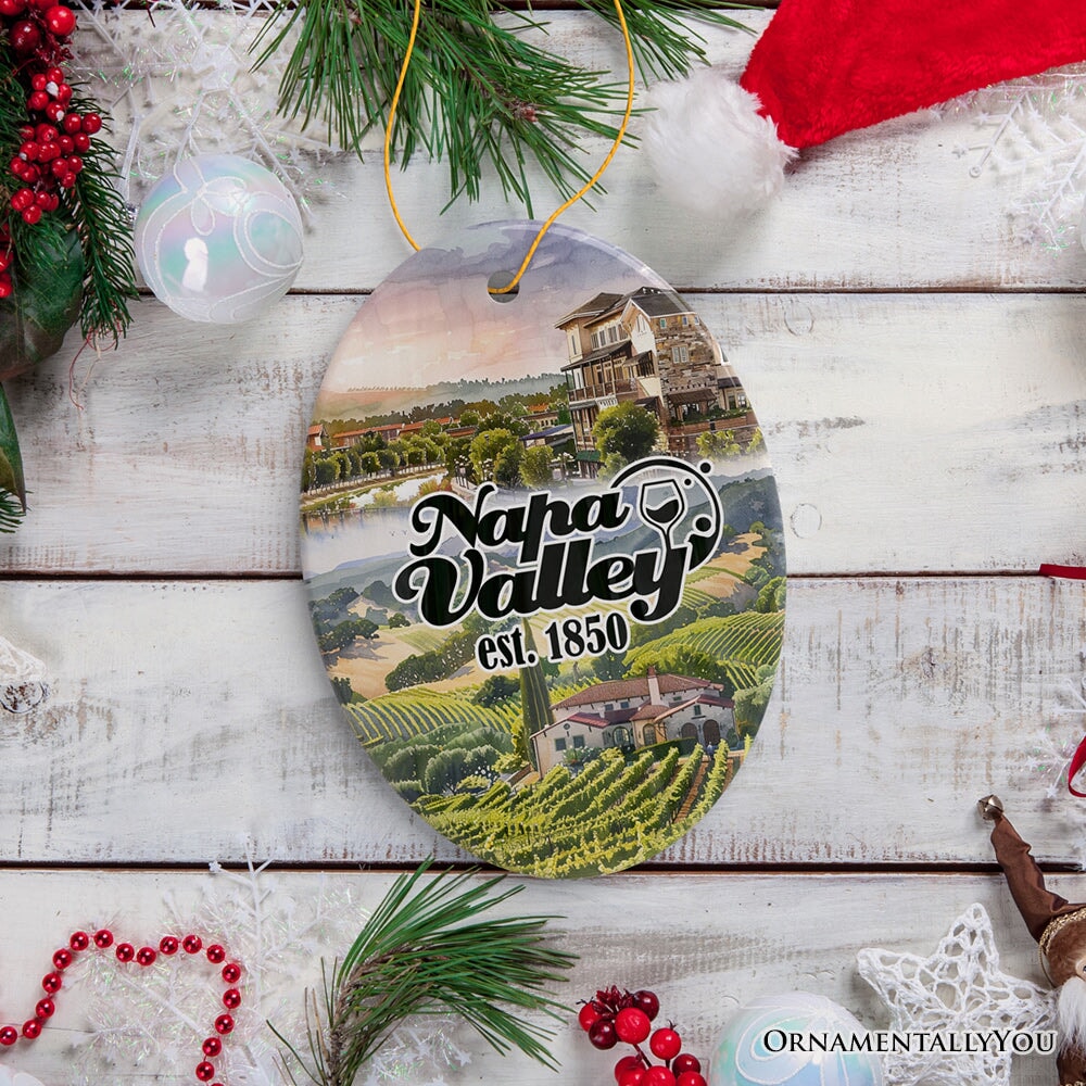 Beautiful Napa Valley Ceramic Ornament, California's World Class Vineyards and Wineries Christmas Gift Ceramic Ornament OrnamentallyYou 