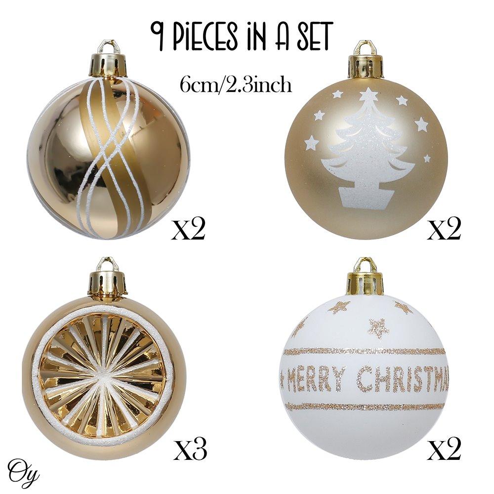 Elegant Gold and Glitter 9 Piece Christmas Ornament Set Ornament Bundle Guangdong Eagle Gifts Co., Ltd. 