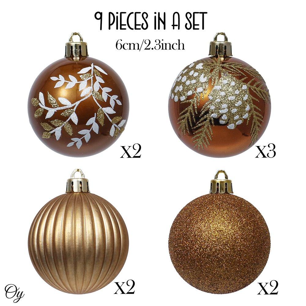 Fall Inspired Bronze Gold 9 Piece Christmas Ornament Bauble Bundle Ornament Bundle Guangdong Eagle Gifts Co., Ltd. 