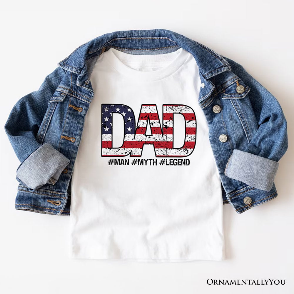 Dad Man Myth Legend T-Shirt, White Patriotic Fathers Tee T-Shirts OrnamentallyYou White XS 