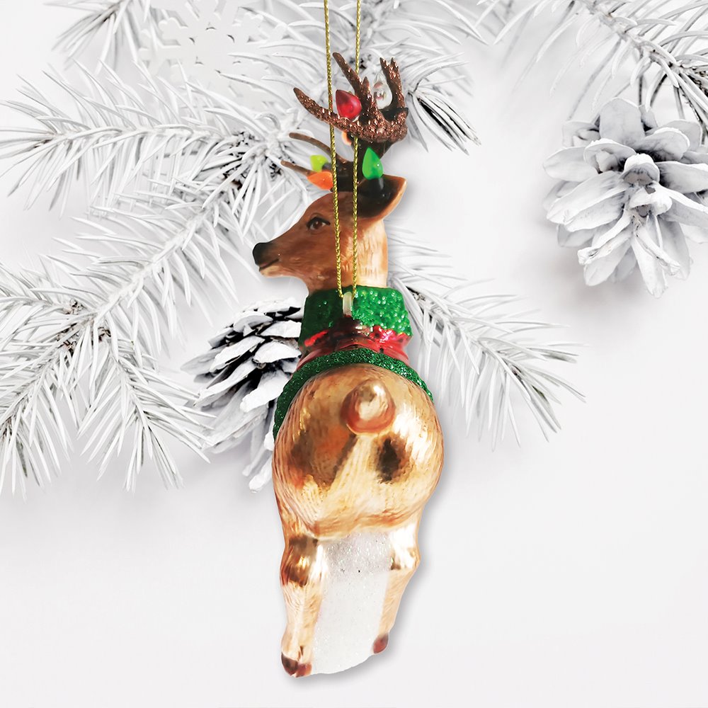 Festive Reindeer Glass Christmas Ornament Figurine Glass Ornament OrnamentallyYou 