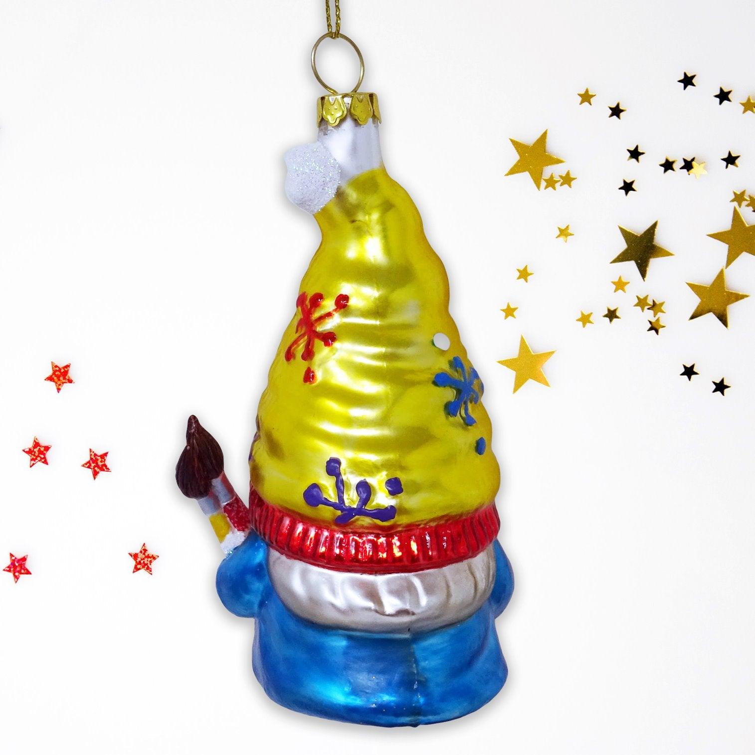 Painter Artist Gnome Glass Christmas Ornament Glass Ornament OrnamentallyYou 
