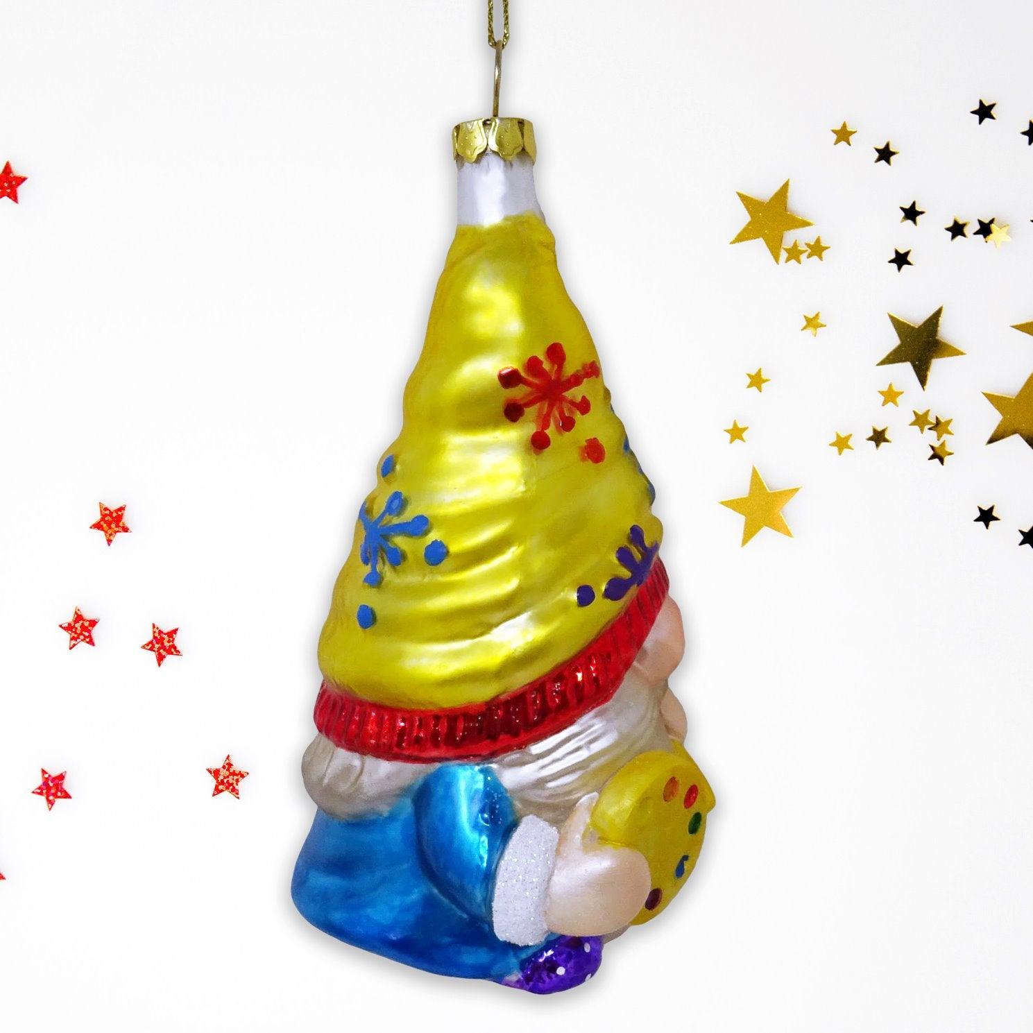 Painter Artist Gnome Glass Christmas Ornament Glass Ornament OrnamentallyYou 