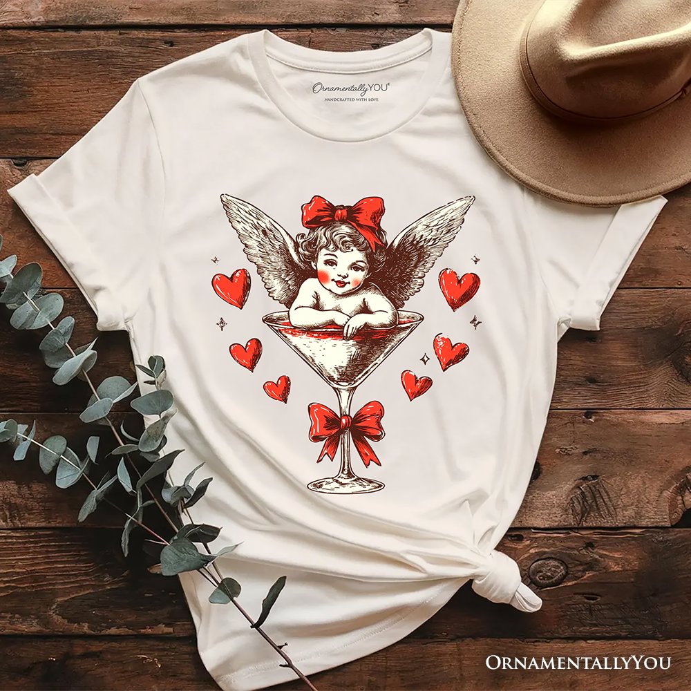 Retro Coquette Cupid Valentine T-Shirt, Galentine Tee T-Shirts OrnamentallyYou Natural XS 