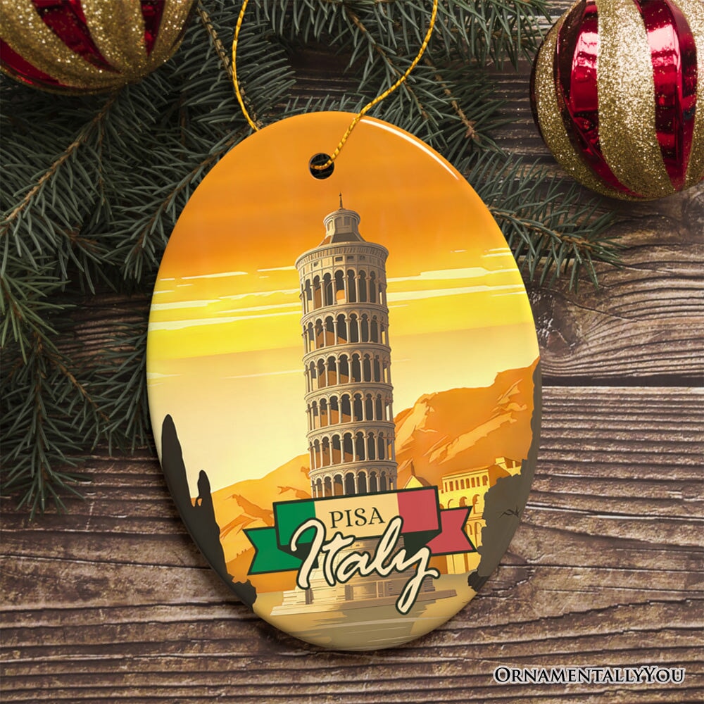 Sunset in Pisa Italy Vintage Art Souvenir Ceramic Christmas Ornament Ceramic Ornament OrnamentallyYou 