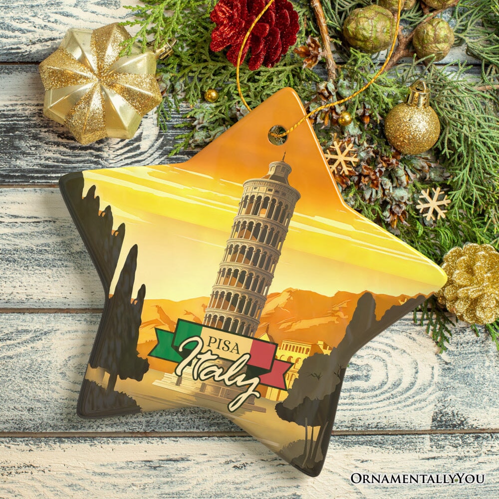 Sunset in Pisa Italy Vintage Art Souvenir Ceramic Christmas Ornament Ceramic Ornament OrnamentallyYou 
