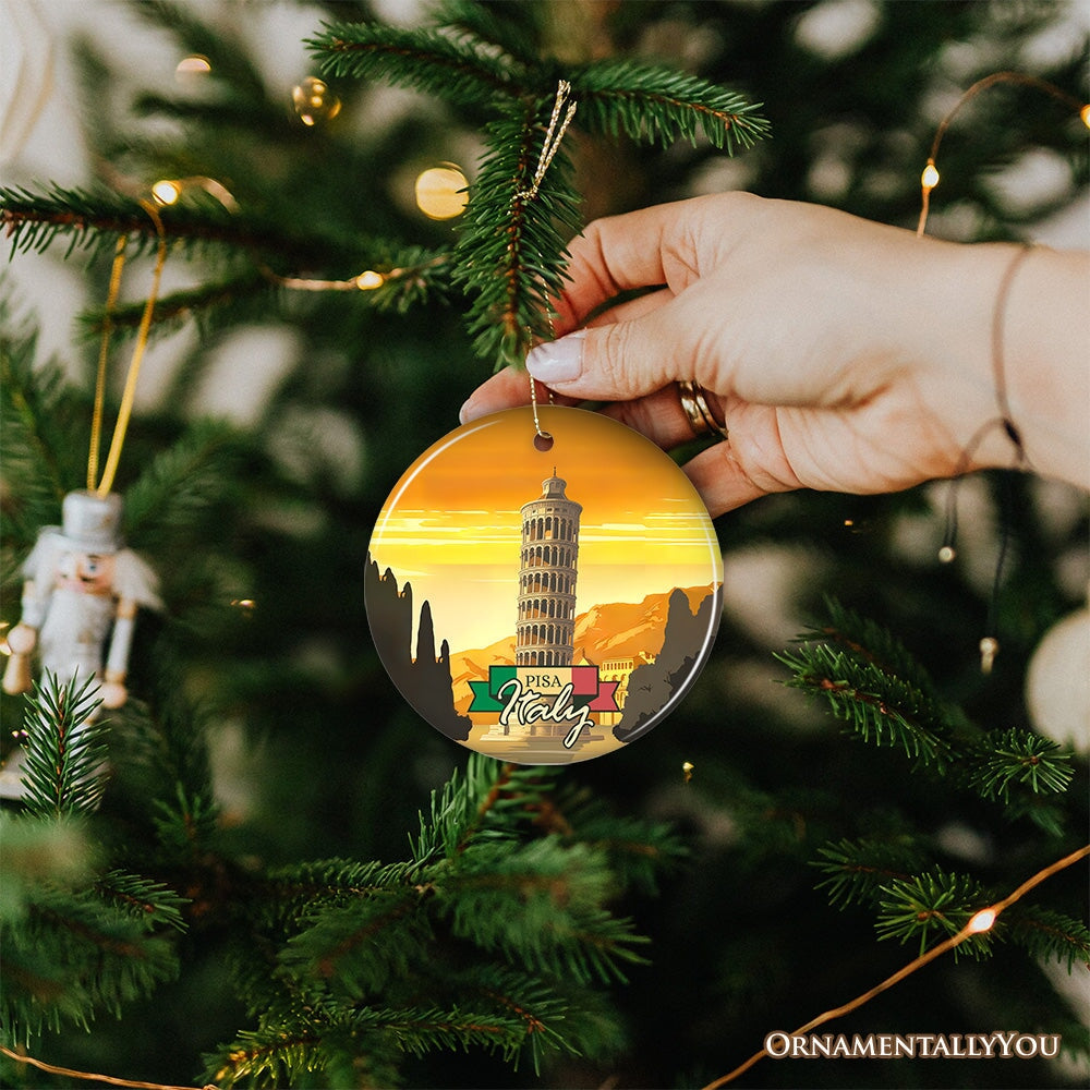 Sunset in Pisa Italy Vintage Art Souvenir Ceramic Christmas Ornament Ceramic Ornament OrnamentallyYou 