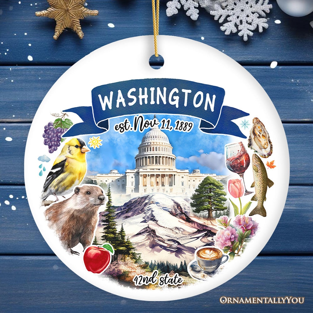 Artistic Washington State Themes and Landmarks Christmas Ornament Ceramic Ornament OrnamentallyYou Version 2 