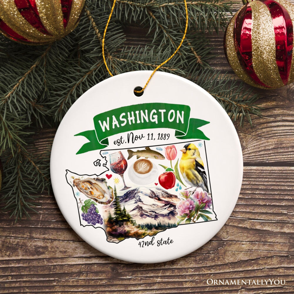 Artistic Washington State Themes and Landmarks Christmas Ornament Ceramic Ornament OrnamentallyYou Version 1 