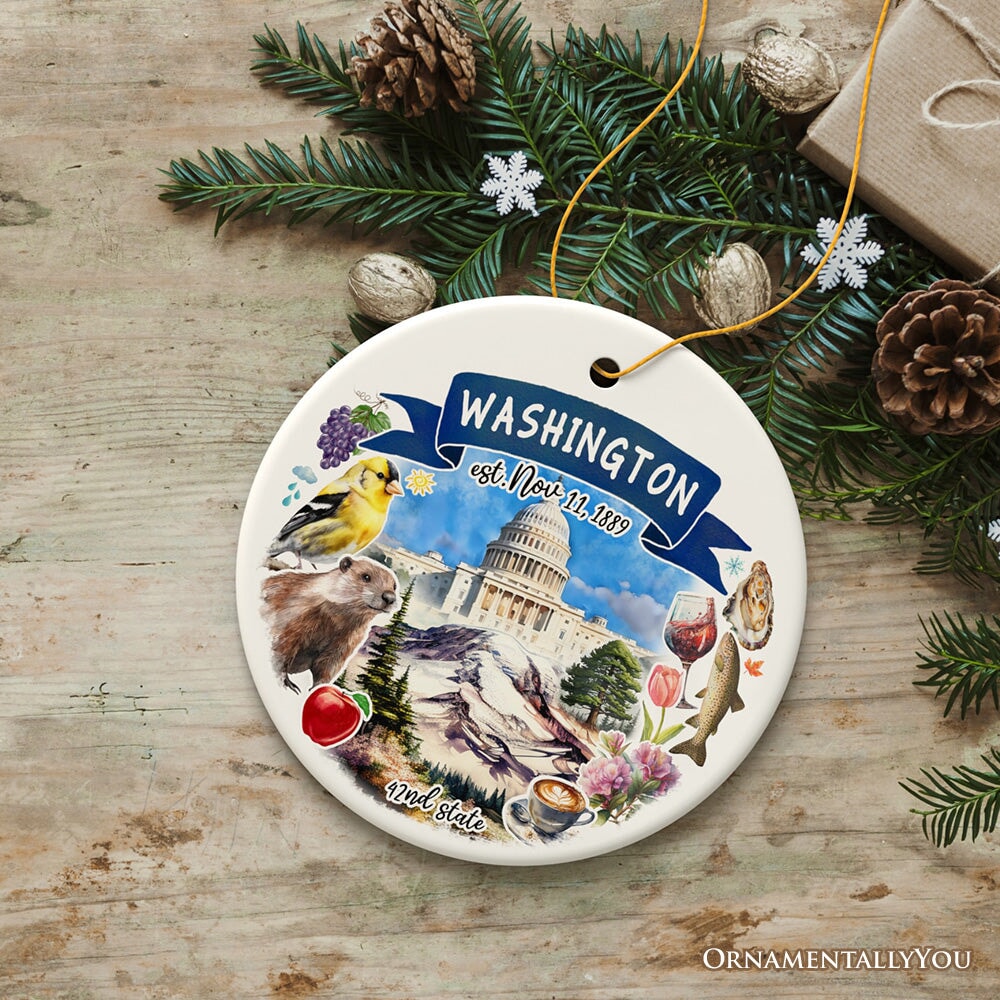 Artistic Washington State Themes and Landmarks Christmas Ornament Ceramic Ornament OrnamentallyYou 