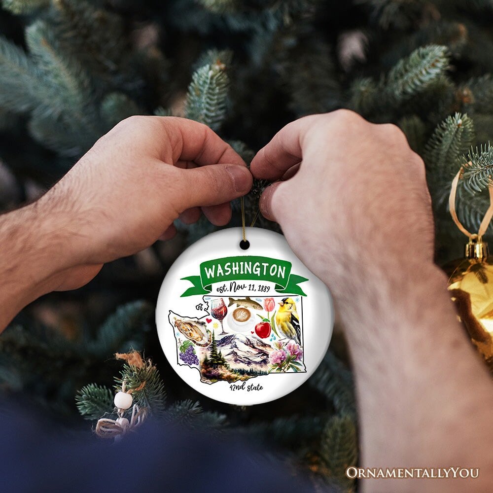 Artistic Washington State Themes and Landmarks Christmas Ornament Ceramic Ornament OrnamentallyYou 