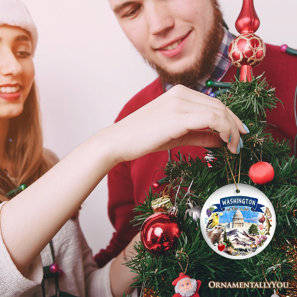 Artistic Washington State Themes and Landmarks Christmas Ornament Ceramic Ornament OrnamentallyYou 