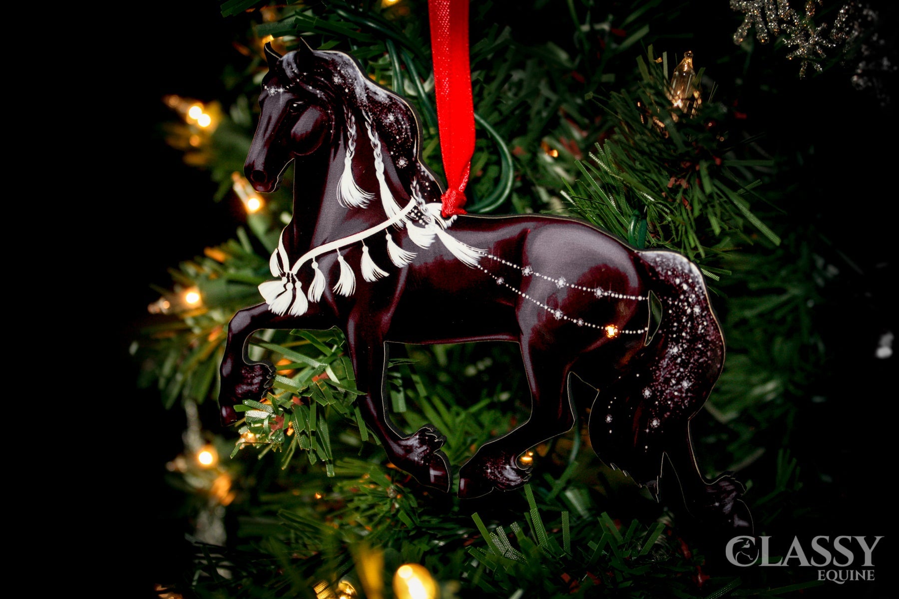 Horse Christmas Ornament - Full Set of Friesian Horses by Classy Equine