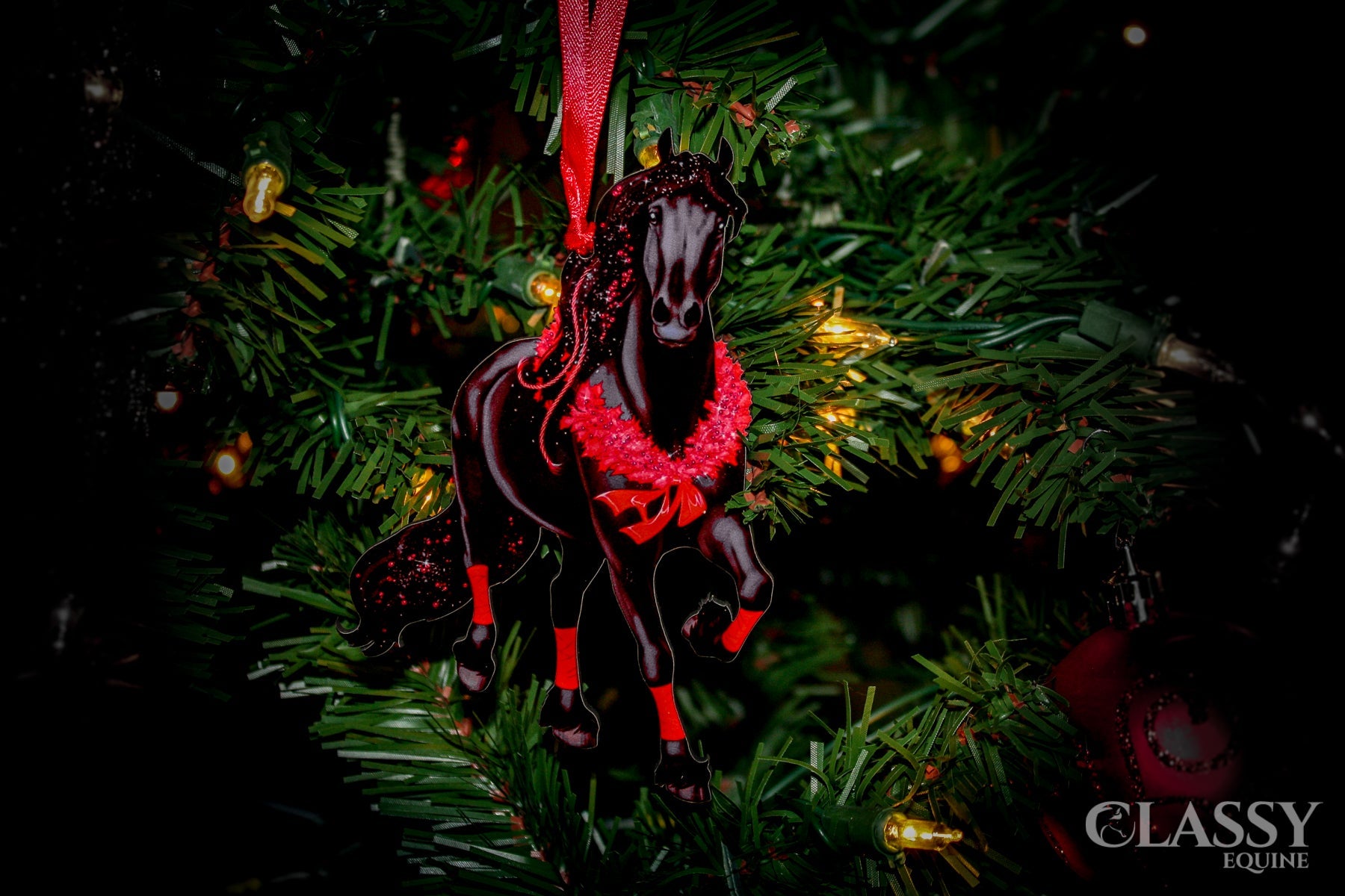 Horse Christmas Ornament - Full Set of Friesian Horses by Classy Equine