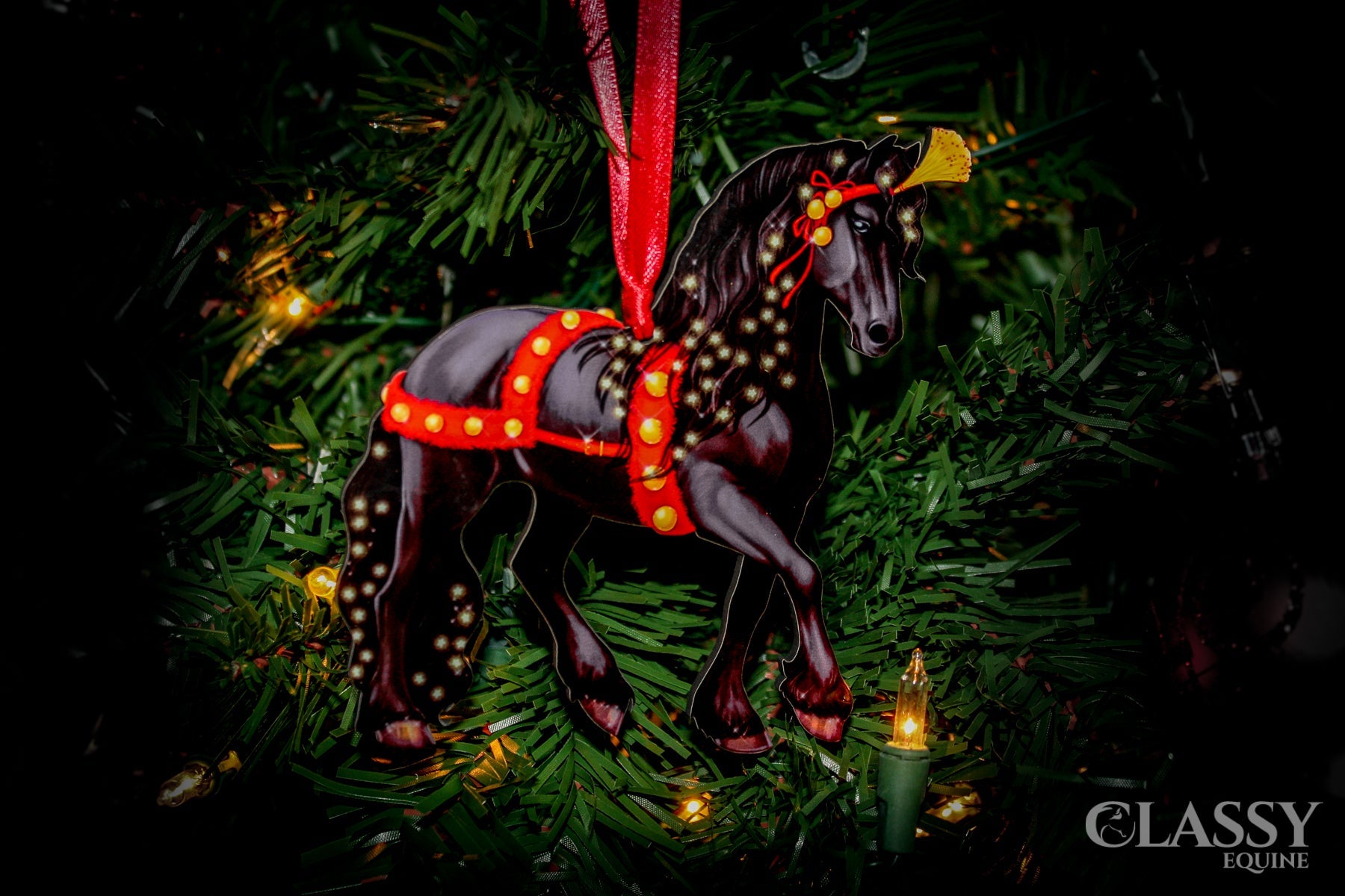 Horse Christmas Ornament - Full Set of Friesian Horses by Classy Equine