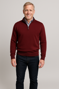 Merino Wool Quarter-Zip Sweater in Wine