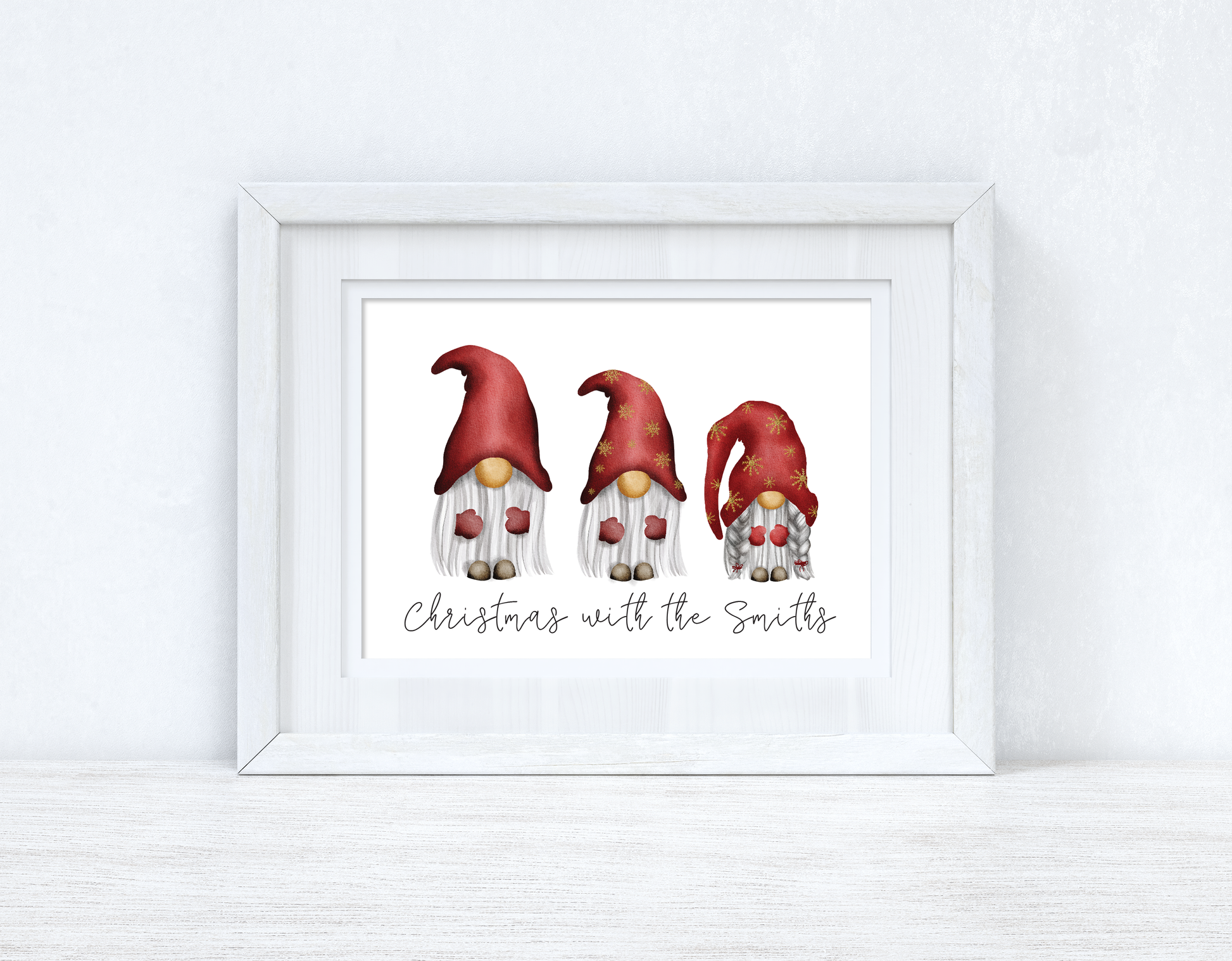 Personalised Gnomes Family Wording Christmas Seasonal Wall Home Decor Print by WinsterCreations™ Official Store