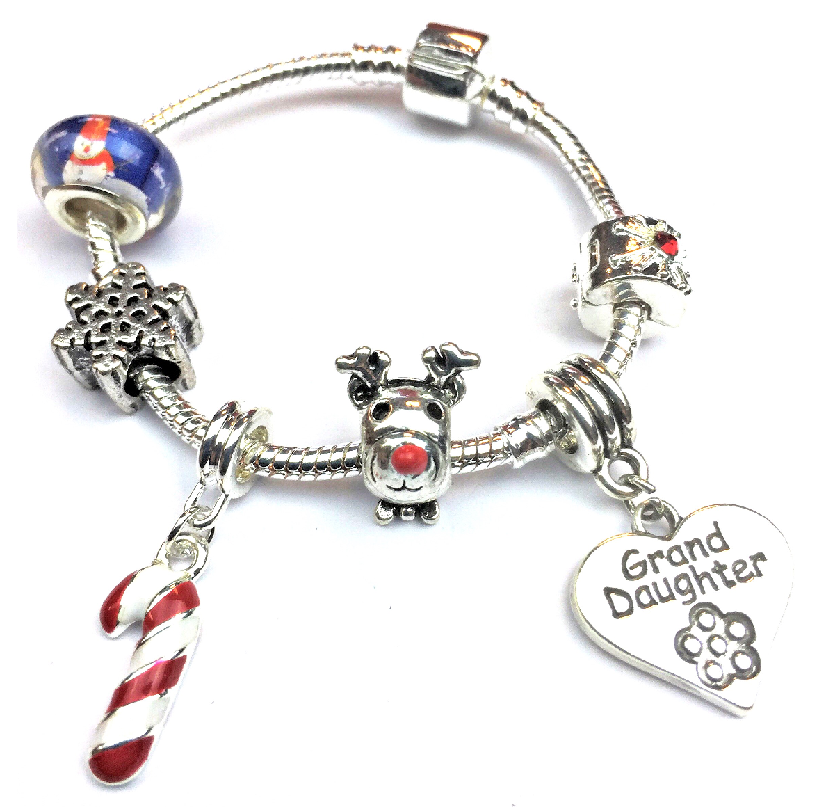 Children's Big Sister 'Christmas Wishes' Silver Plated Charm Bracelet by Liberty Charms USA