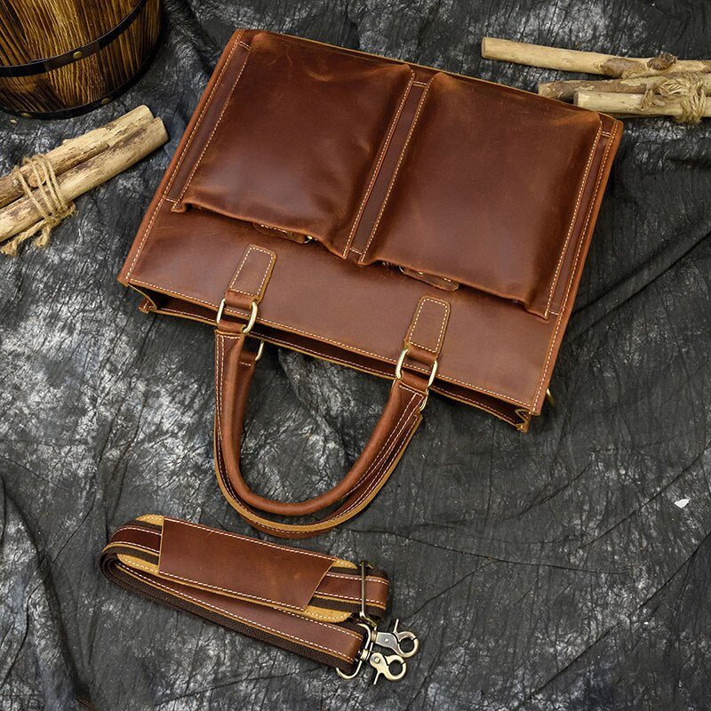 The Dagmar Leather Briefcase | Vintage Leather Messenger Bag by STEEL HORSE LEATHER