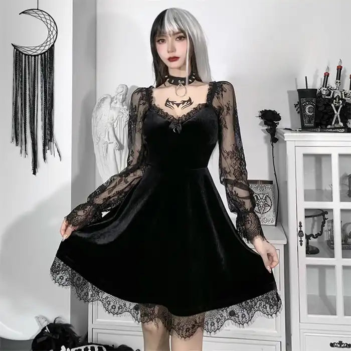 Gothic Flared Sleeve Dress. by The Cursed Closet