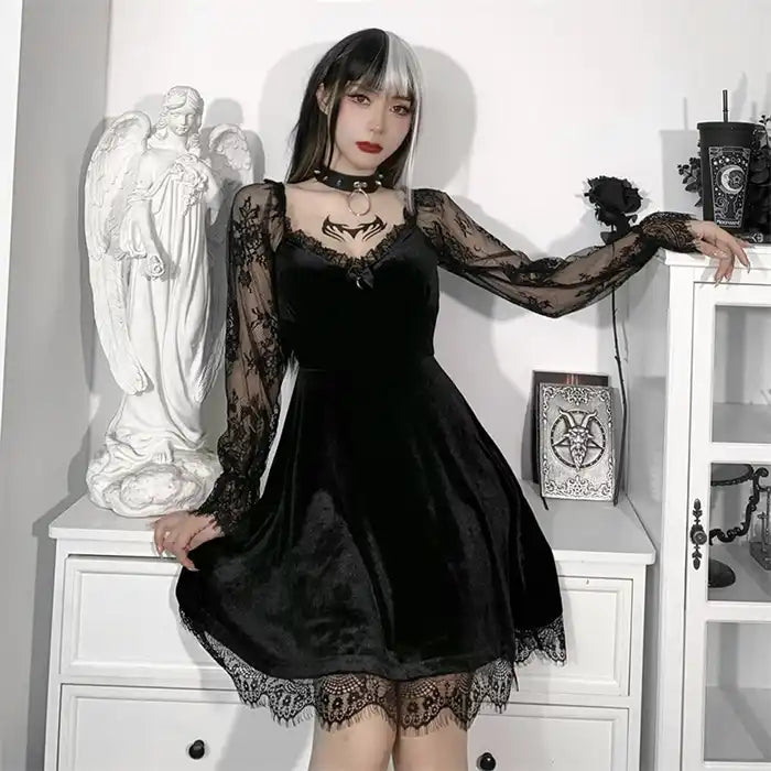 Gothic Flared Sleeve Dress. by The Cursed Closet
