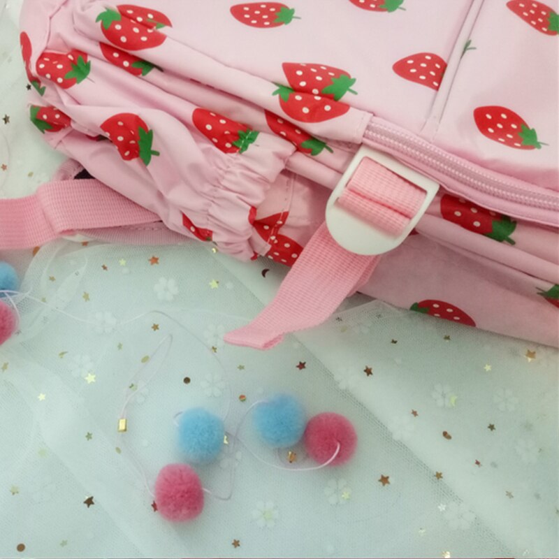 Side View of Kawaii Harajuku Strawberry Canvas Backpack