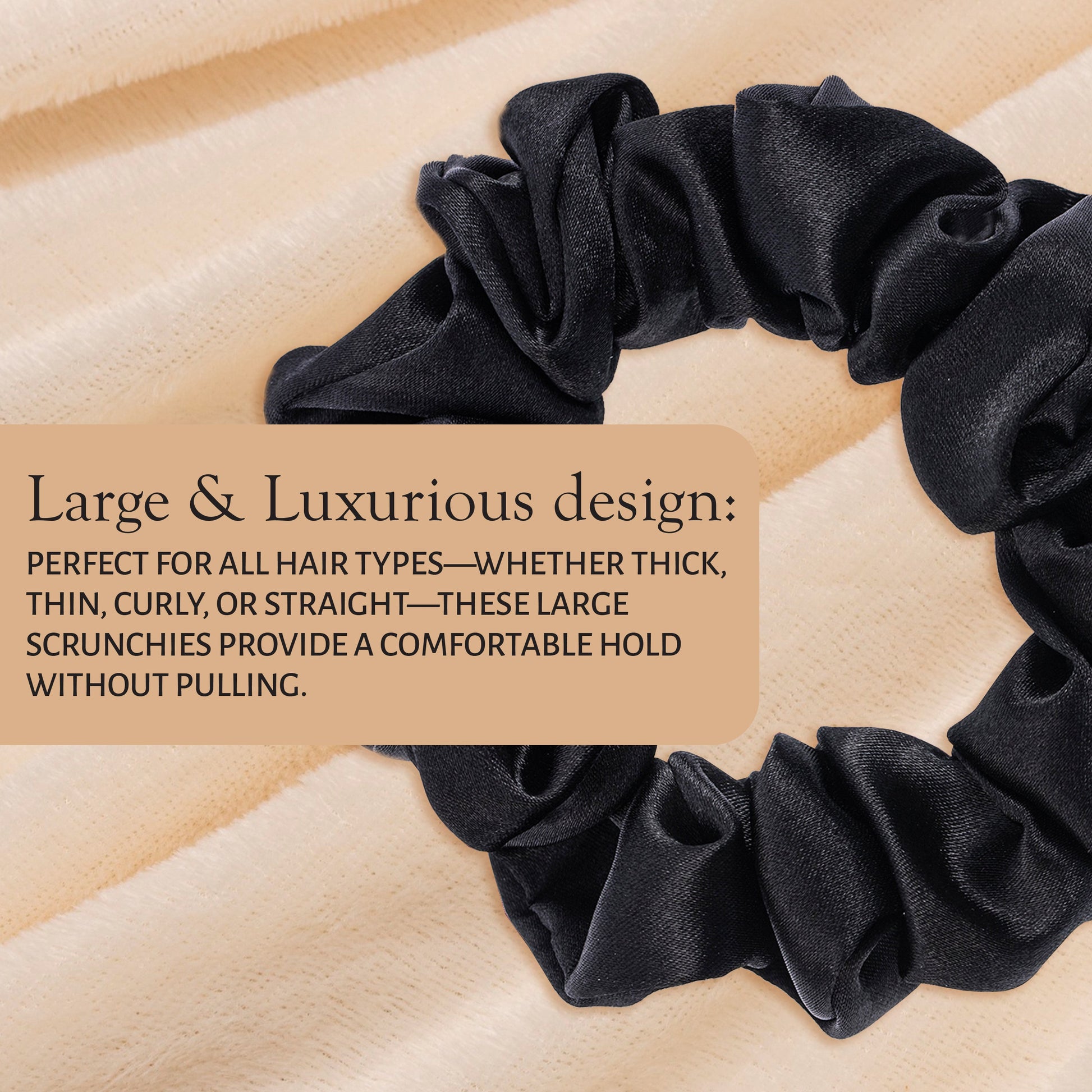 Market Fresh Beauty 100% Mulberry Silk Hair Scrunchies, 3 Pack - Large Silk Scrunchies for All Hair Types, Prevents Hair Breakage & Crease-Free Styling - Luxurious Soft Pink, Beige, and Black