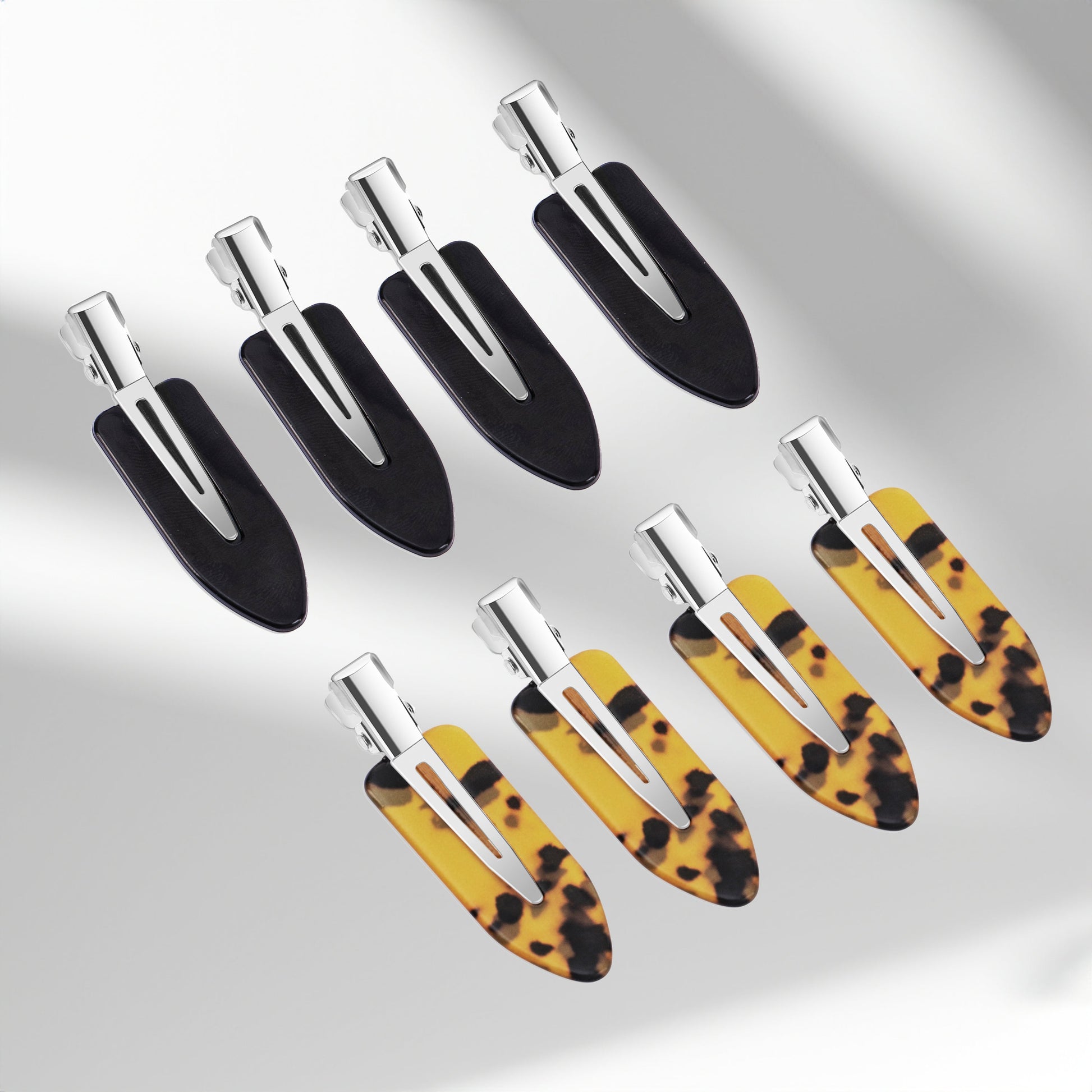 Market Fresh Beauty Creaseless Hair Clips, 8 Pack - No-Crease Hair Styling Clips for Sectioning, All Hair Types, Heat Styling & Makeup Application - Tortoise & Black Clips, Non-Slip & Durable Design