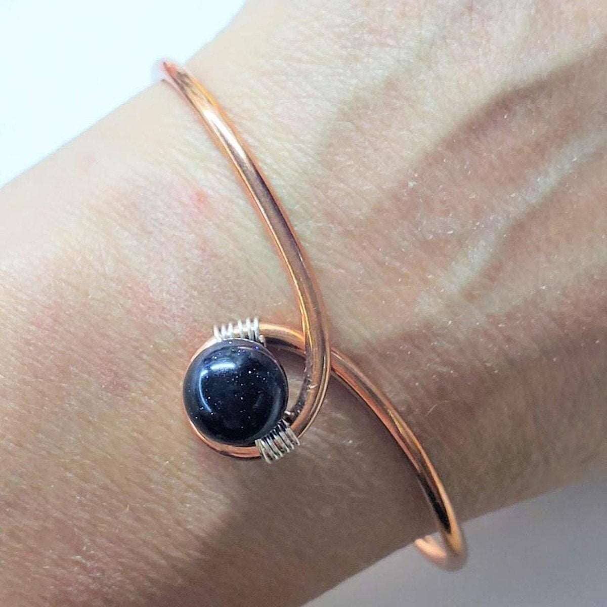 Copper Silver Ribbon Child Abuse Awareness Teardrop Bangle
