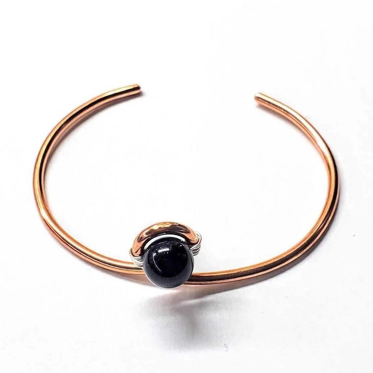 Copper Silver Ribbon Child Abuse Awareness Teardrop Bangle