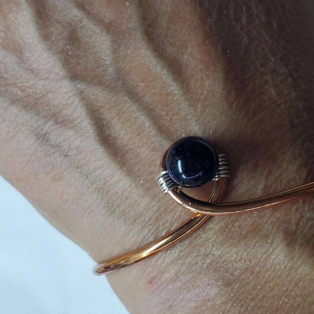 Copper Silver Ribbon Child Abuse Awareness Teardrop Bangle