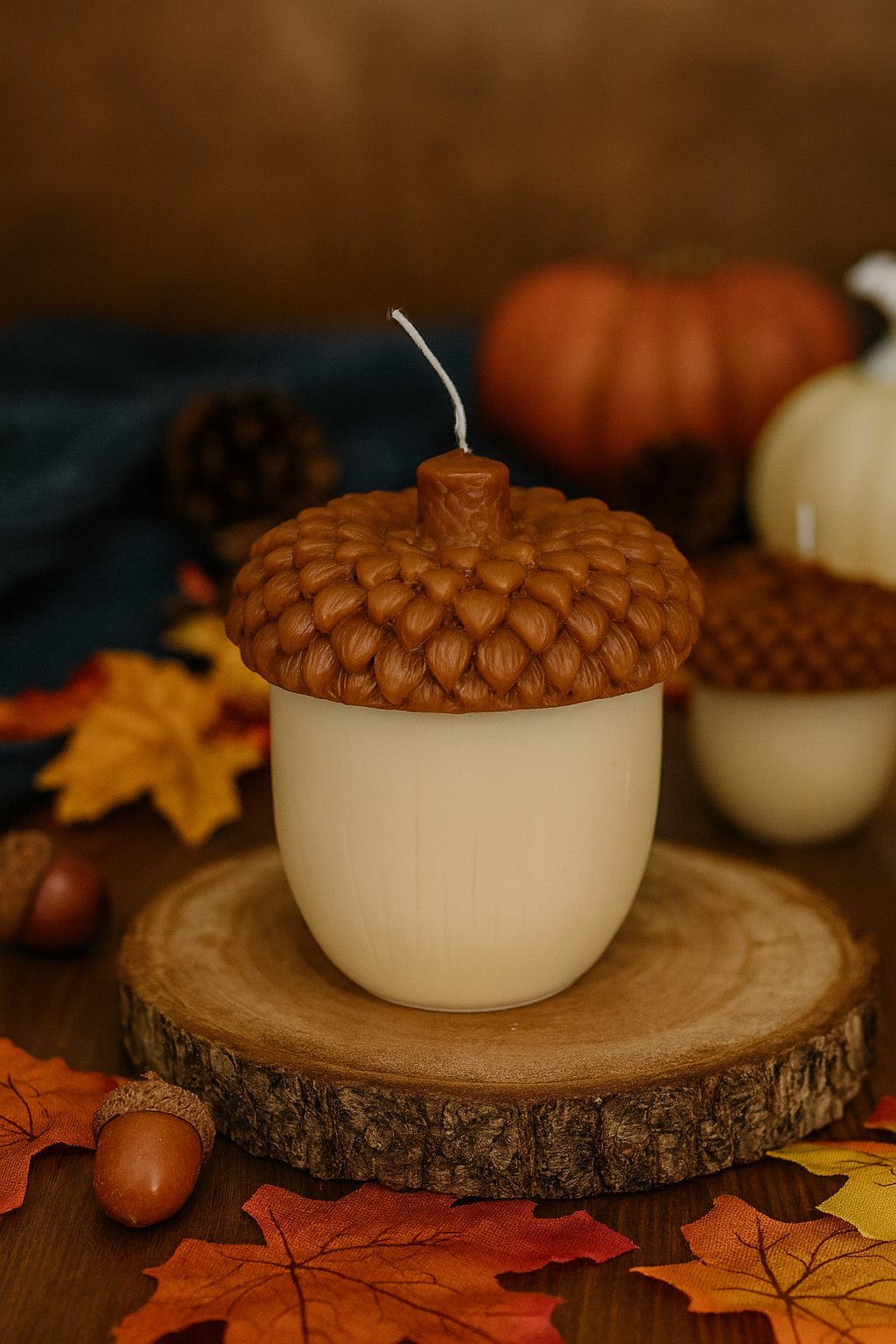 Acorn Sculpture Candle – Rustic Fall Decor - Pumpkin Latte