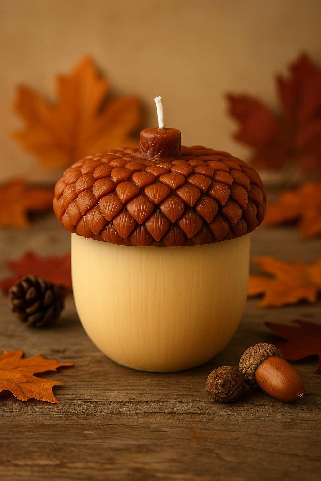 Acorn Sculpture Candle – Rustic Fall Decor - Pumpkin Latte