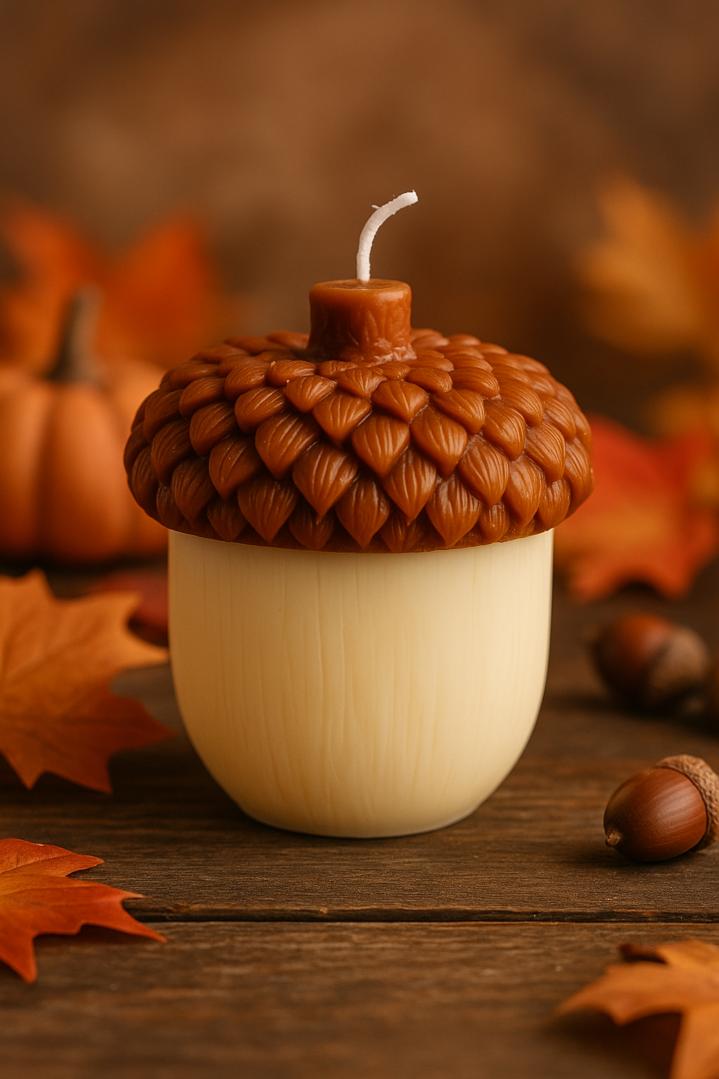 Acorn Sculpture Candle – Rustic Fall Decor - Pumpkin Latte