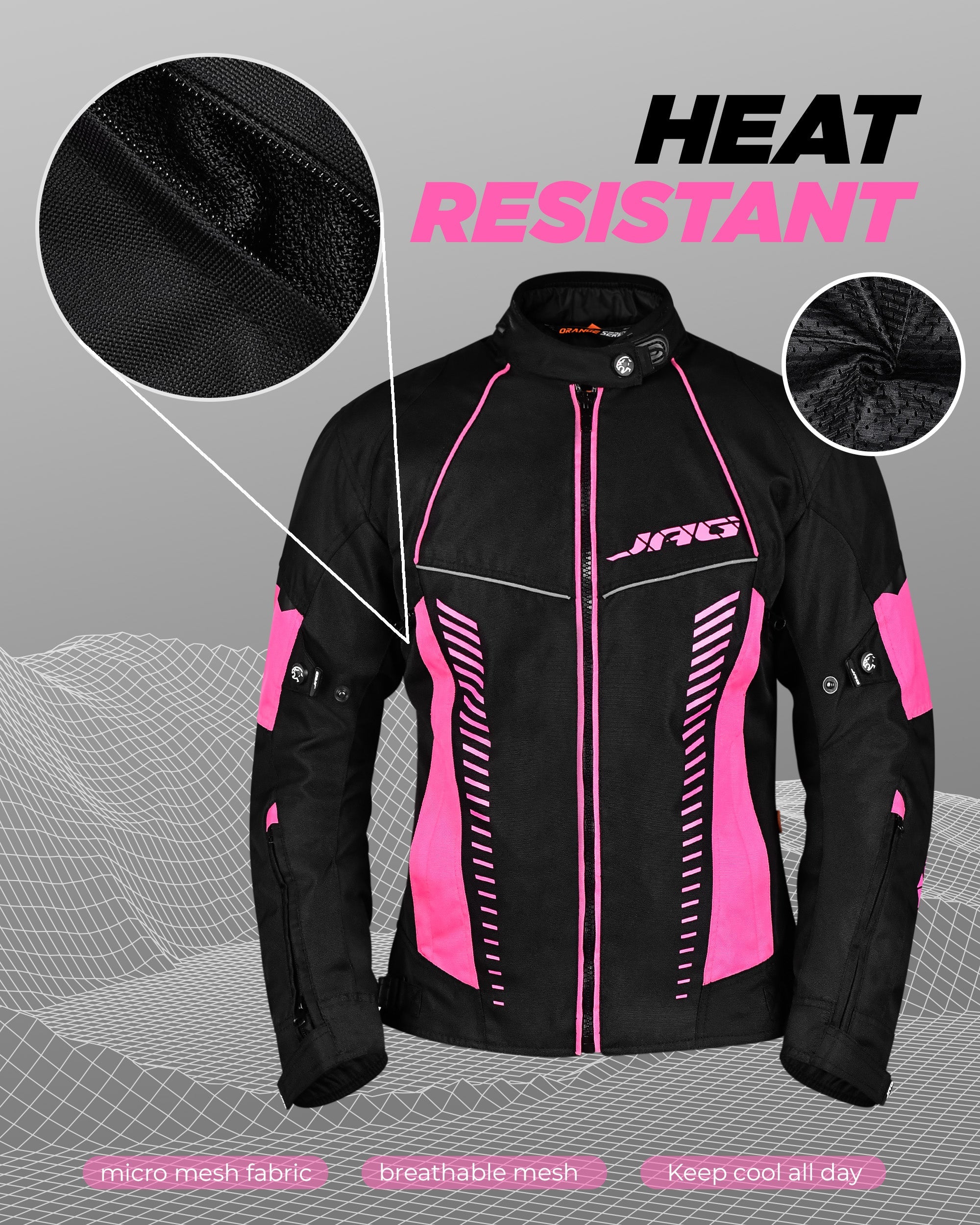 Diana Women's Motorcycle Jacket Black-Pink Sizes L-5XL