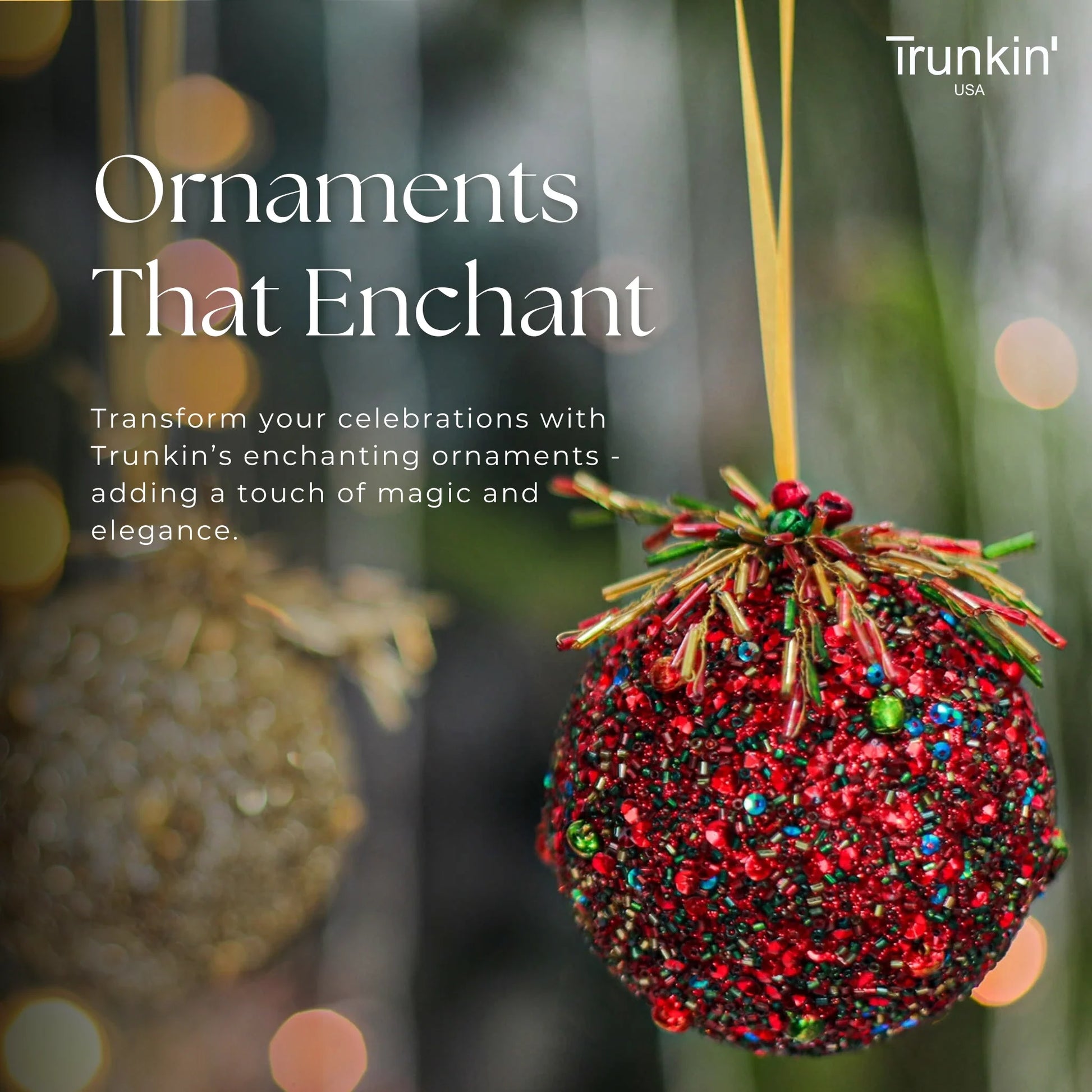 Timeless Christmas Tree Ornament in Silver & Cream, Set of 4 by Trunkin