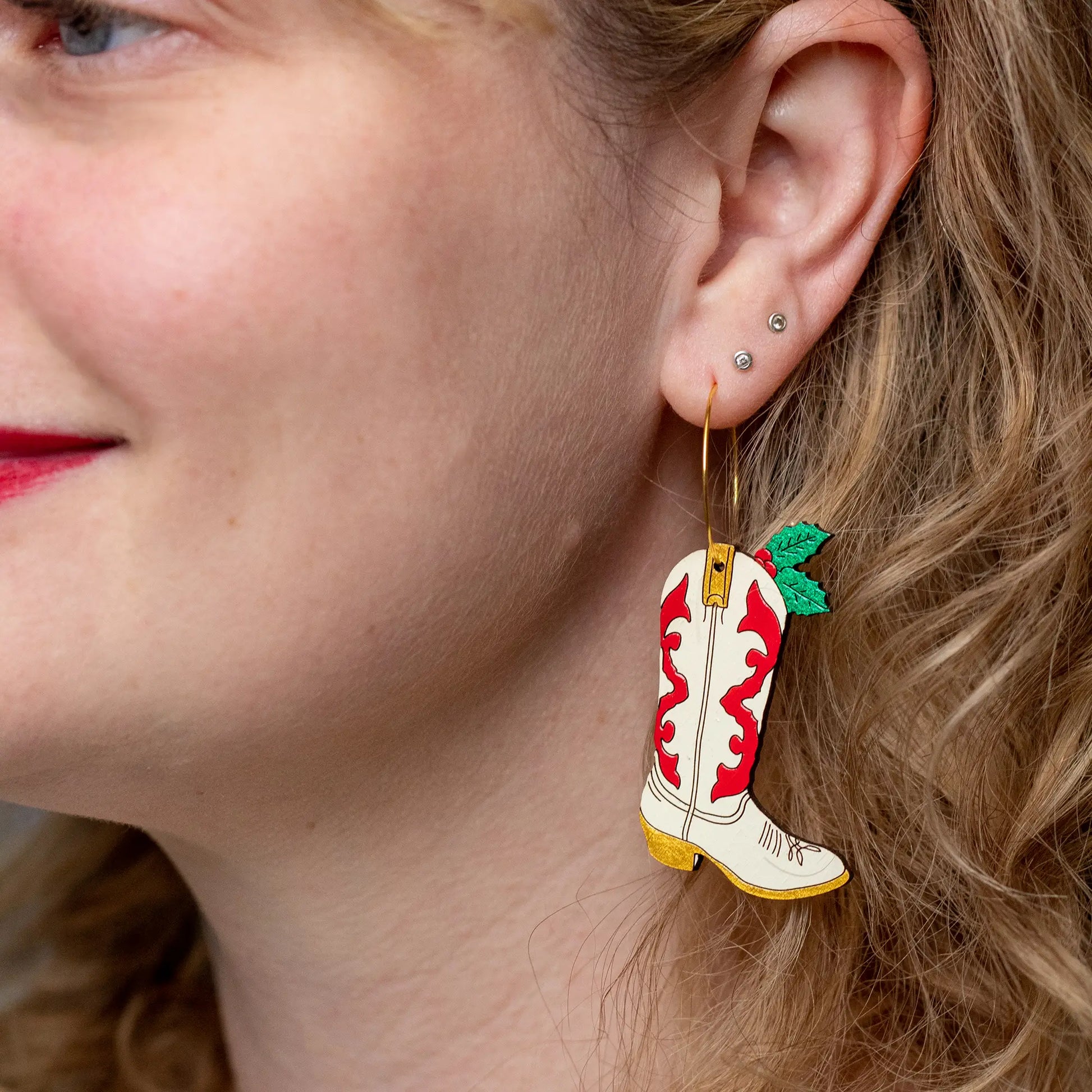 Holly Cowboy Boot Hoops by LE CHIC MIAMI