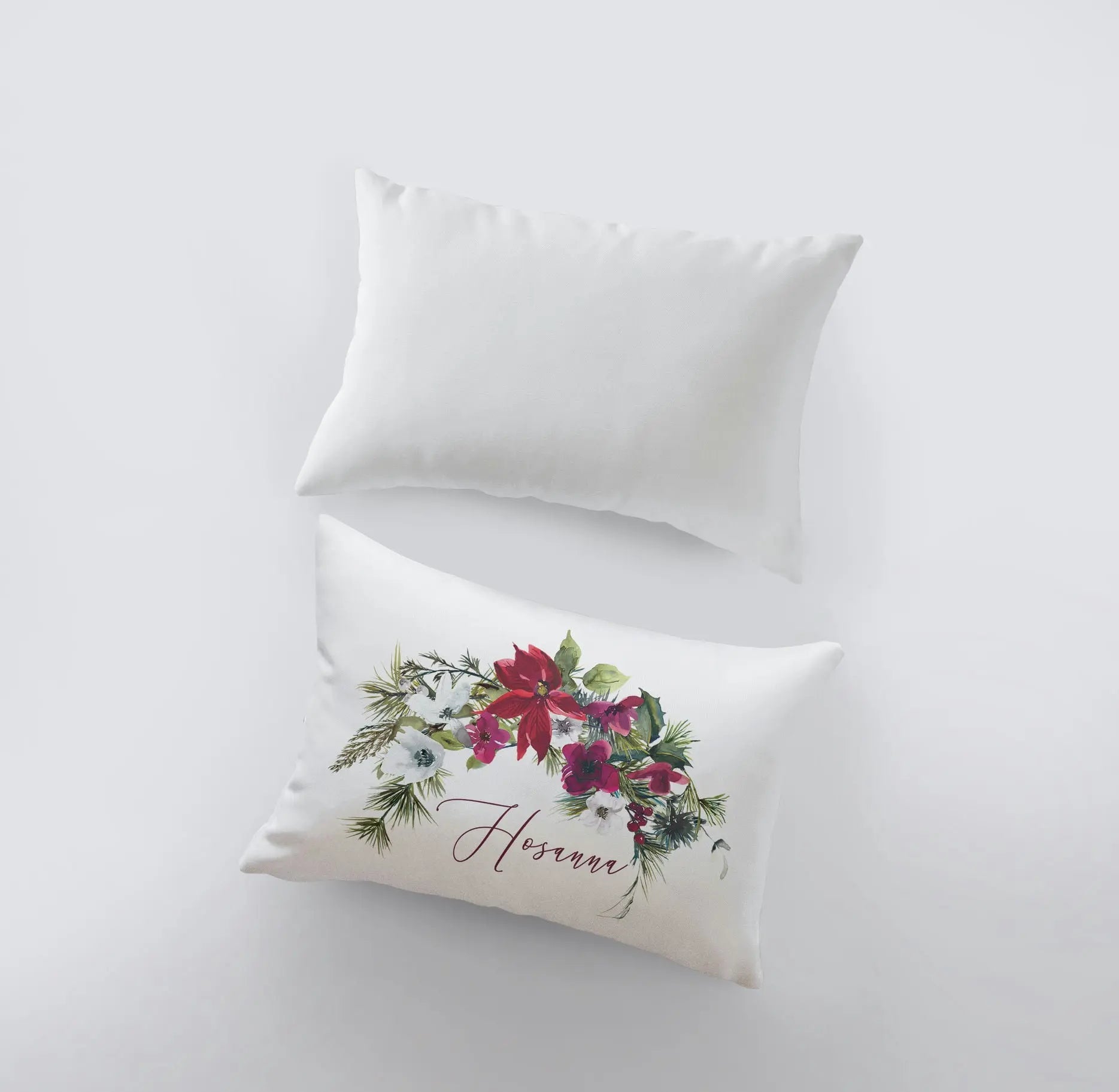 Hosanna Christmas Poinsettia Throw Pillow Cover | Christmas Pillowcase | 18x12 | Christmas tree | Christmas Gifts | Room Decor | Mom Gift UniikPillows