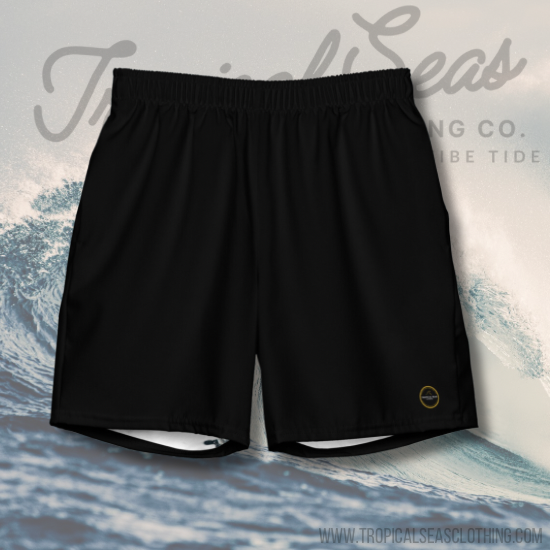 Men's Black Eco Board Shorts - Sustainable Swimwear from Tropical Seas Clothing 