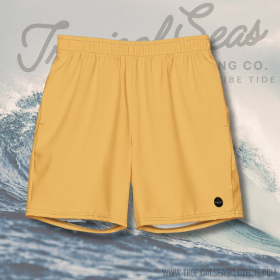 Men's Gold Eco Board Shorts - Sustainable Swimwear from Tropical Seas Clothing 