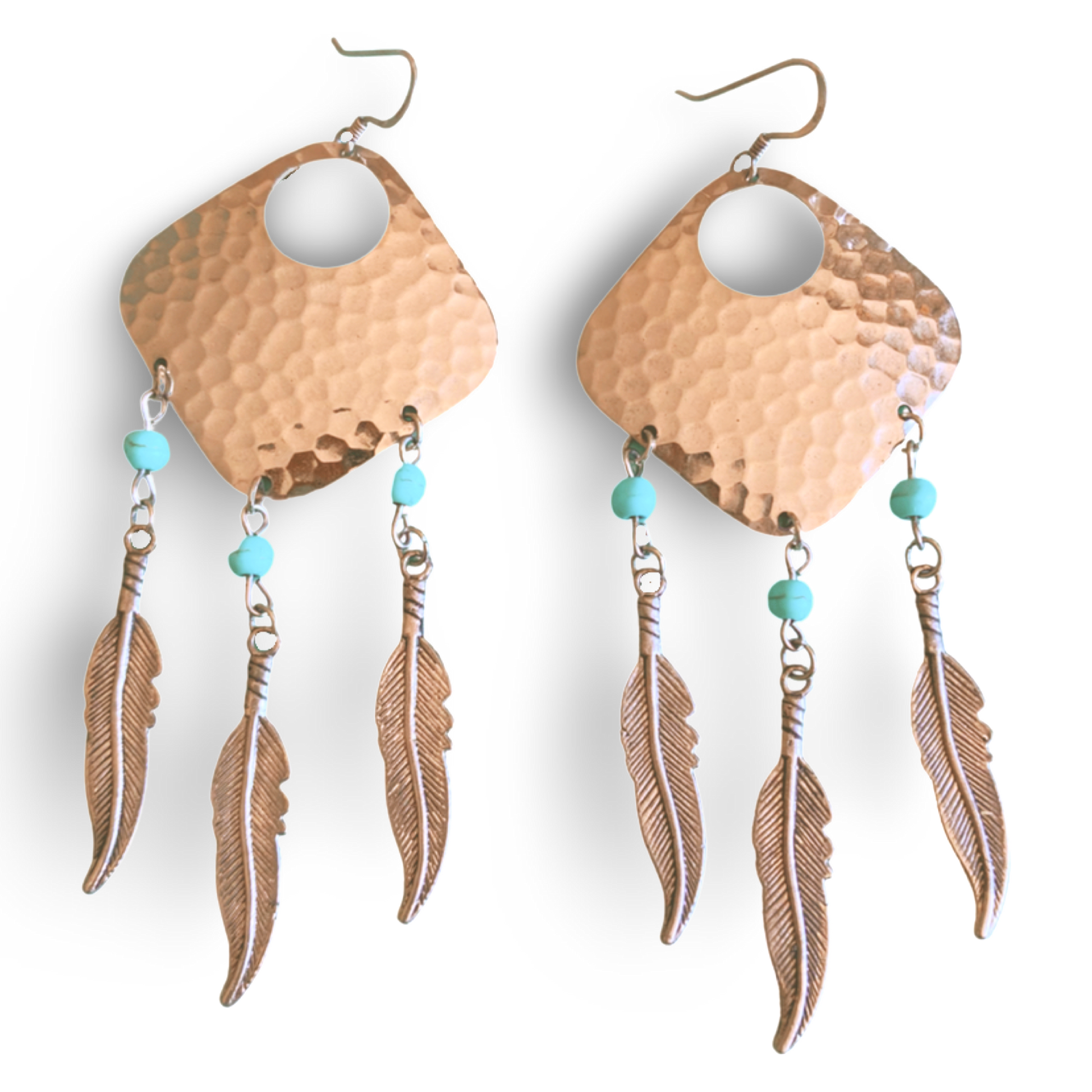 Dream Catcher Earrings with Turquoise Accents and Feathers by The Urban Charm by The Urban Charm