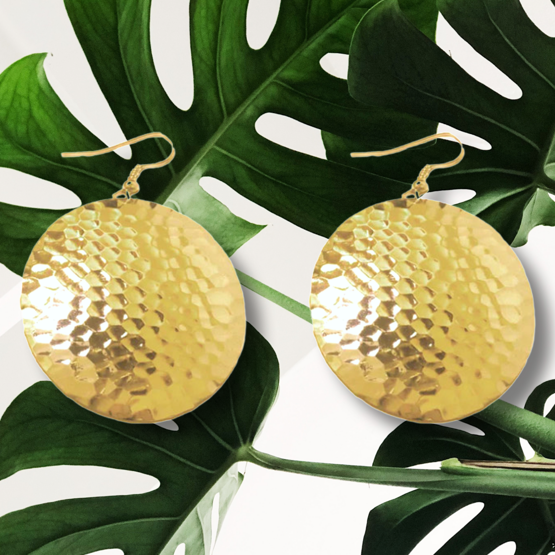 Gold Hammered Circle Earrings by The Urban Charm