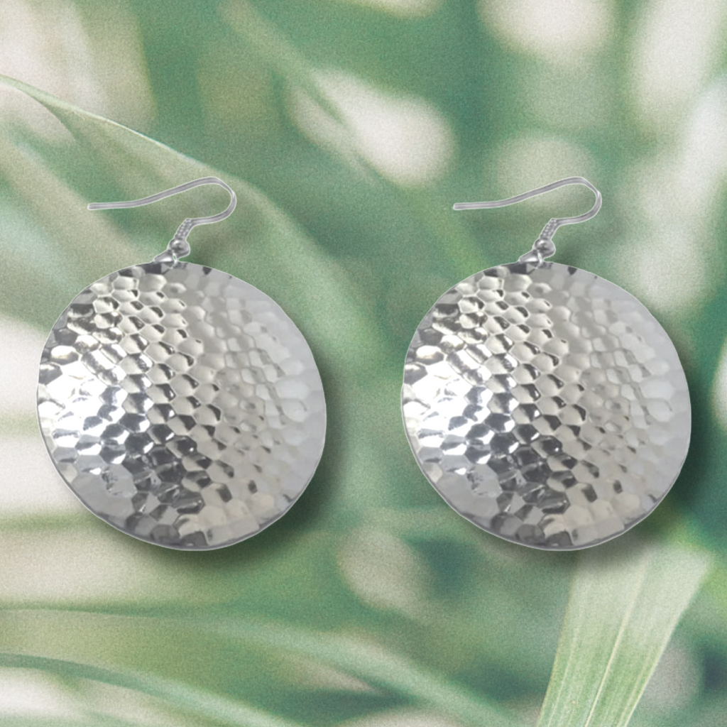 Gold Hammered Circle Earrings by The Urban Charm