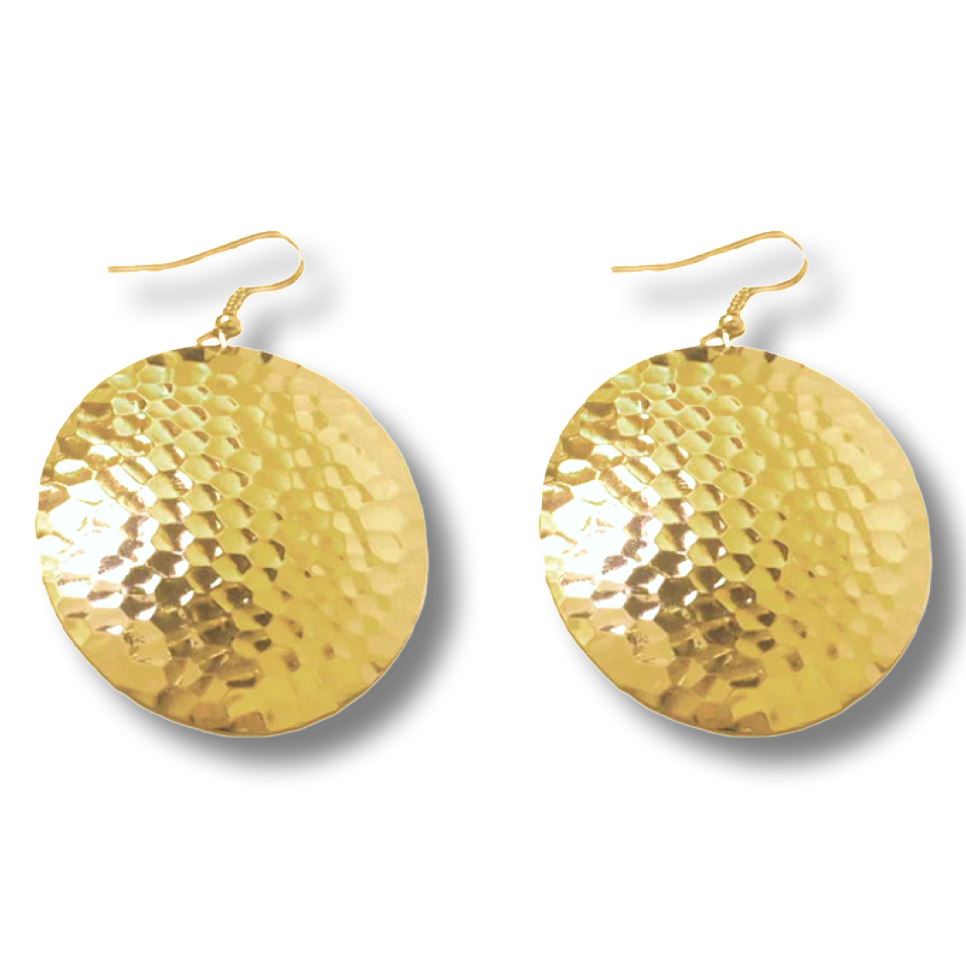 Gold Hammered Circle Earrings by The Urban Charm