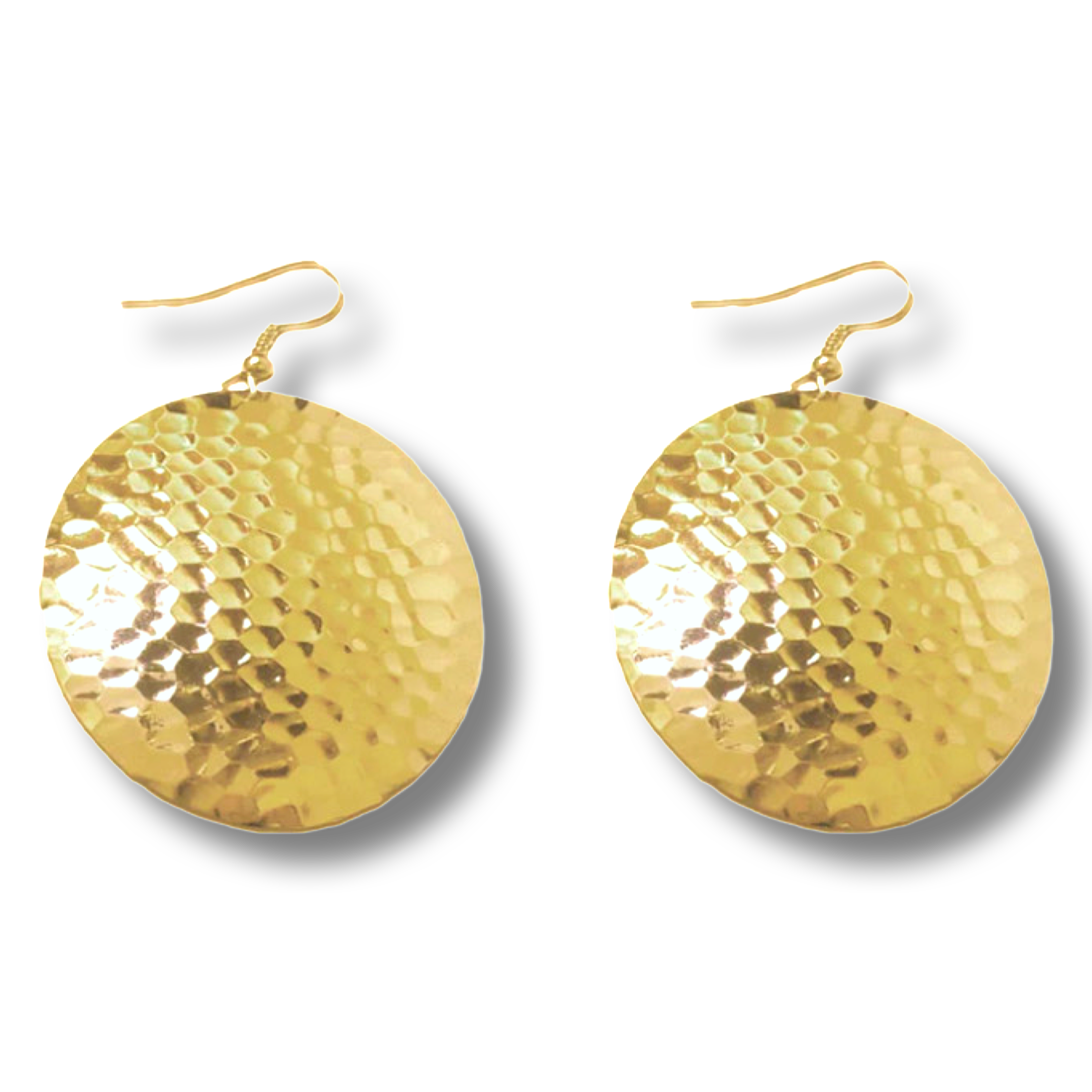 Gold Hammered Circle Earrings by The Urban Charm