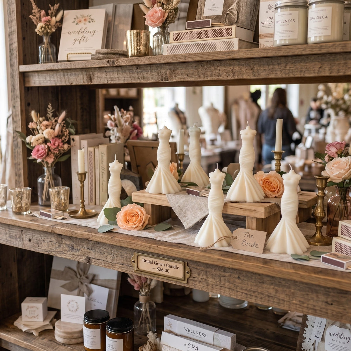 Wedding Dress Candle | Hand-Poured Soy Wax Bridal Sculpture