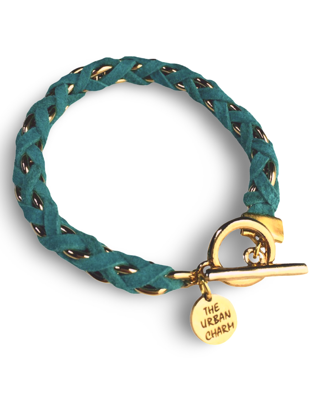 Turquoise Suede Woven Cable Chain Toggle Bracelet by The Urban Charm