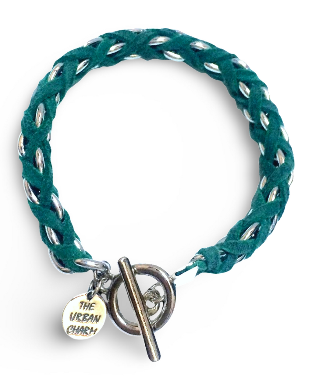 Turquoise Suede Woven Cable Chain Toggle Bracelet by The Urban Charm